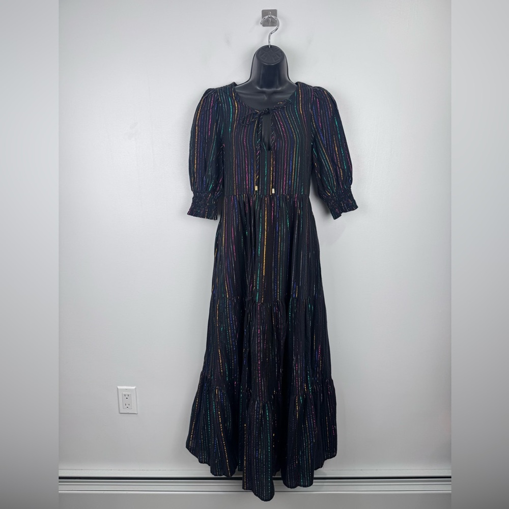 Scamp & Dude Women Black Rainbow Lurex Maxi Dress‎ Size 10